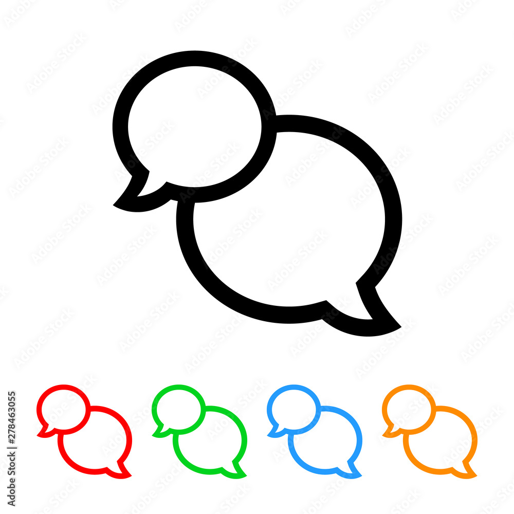 Talk bubbles icon vector speech chat balloons illustration design element with four color variations Talk bubbles icon vector speech chat balloons illustration design element with four color variations