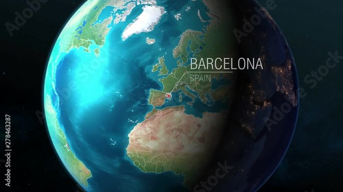 Spain - Barcelona - Zooming from space to earth photo