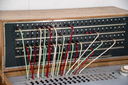 Принти на полотні A telephone switch board is a telecommunications system used in the public switched telephone network to establish telephone calls between subscribers or users