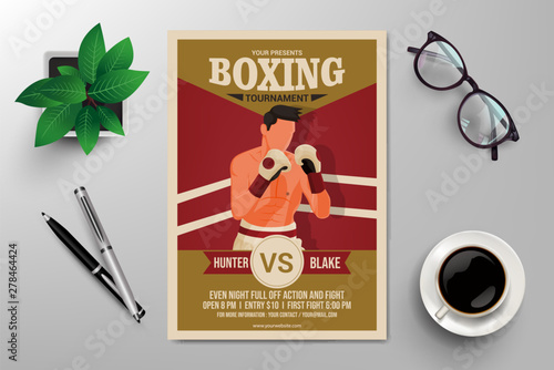 boxing tournament flyer template vector