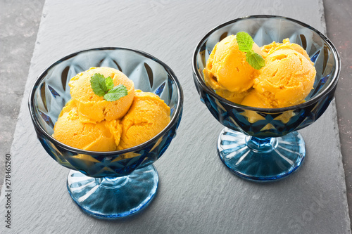 Delicious organic homemade mango ice cream