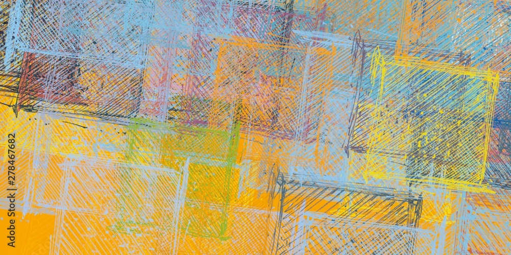Obraz premium Crazy sketch random pattern. Chaos and variety. Modern art drawing painting. 2d illustration. Digital texture wallpaper. Artistic sketch draw backdrop material. 