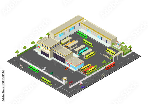 isometric representing bus station