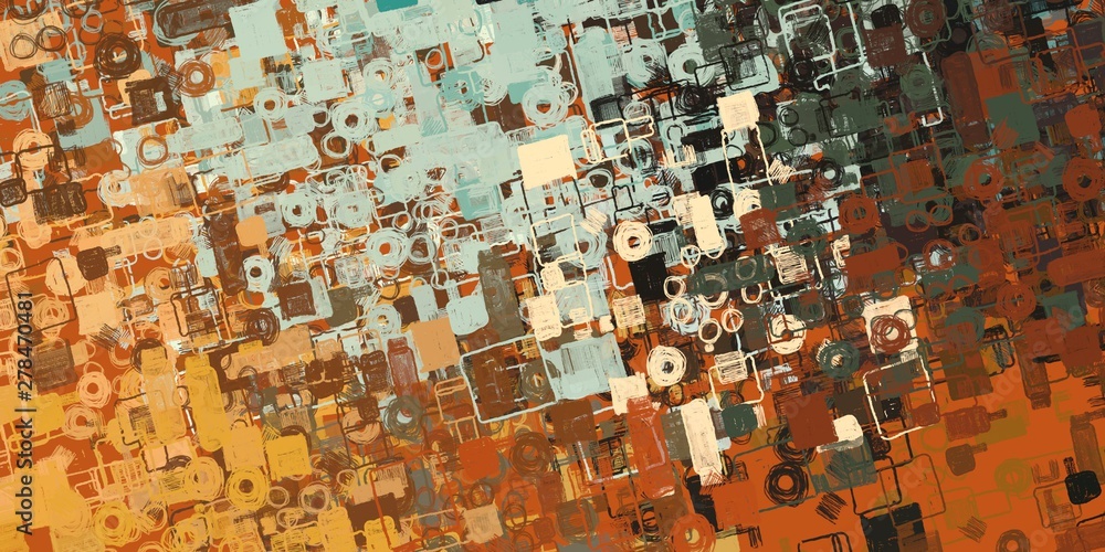 Naklejka premium Crazy sketch random pattern. Chaos and variety. Modern art drawing painting. 2d illustration. Digital texture wallpaper. Artistic sketch draw backdrop material. 