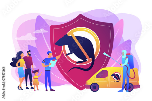 Sanitary domestic disinfection. Pest extermination equipment. Rodents pest control service, rodent proofing service, rodent trapping program concept. Bright vibrant violet vector isolated illustration
