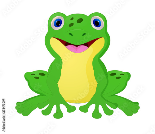 Cute frog cartoon isolated on white background