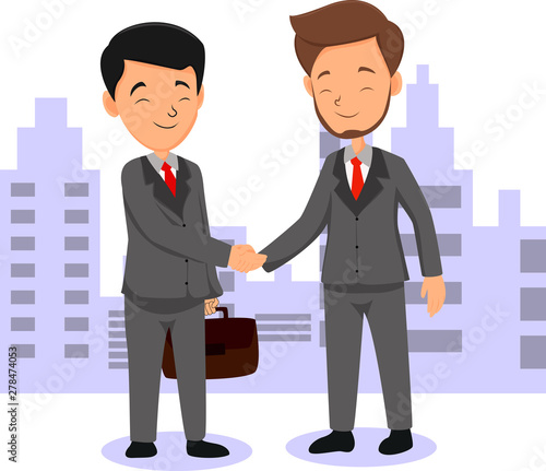 Successful businessmen handshaking after good deal