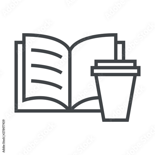 Line icon book with cup