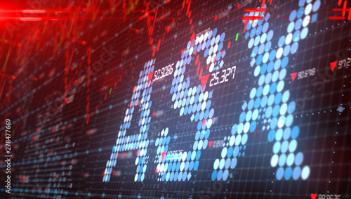 ASX Australian Securities Exchange stock market index chart graphic - Conceptual 3D illustration rendering photo