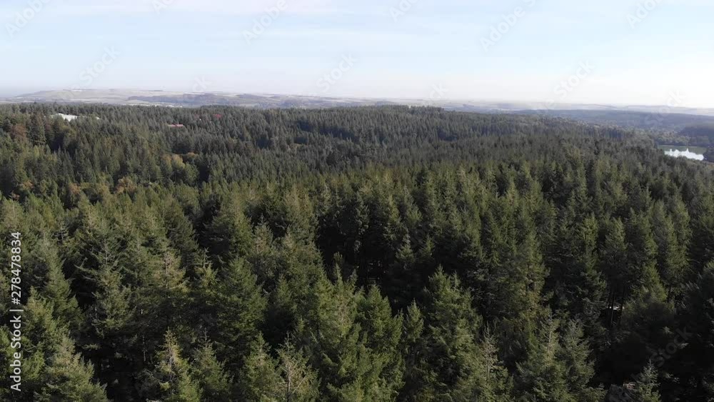 Aerial Crane Shot descending into Longleat Forest and the Surrounding Woodlands. Aerial Crane Shot descending into Longleat Forest and the Surrounding Woodlands.
