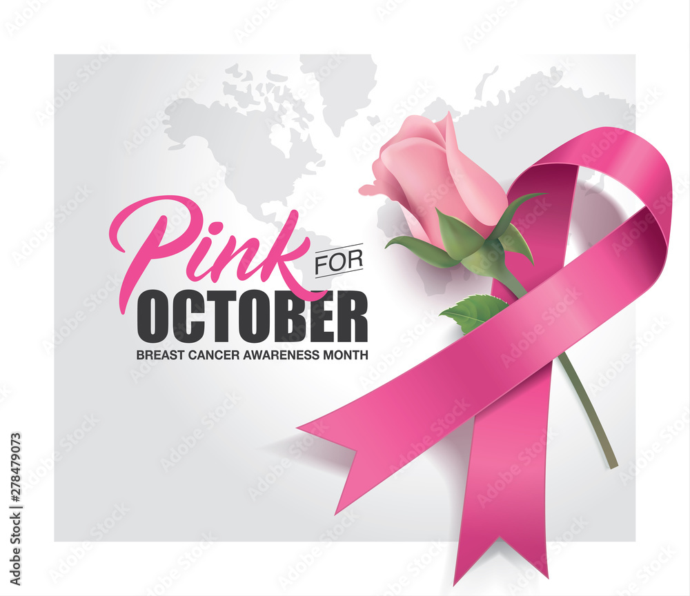 Breast Cancer Awareness Month Poster Design With Silhouette Of Pink
