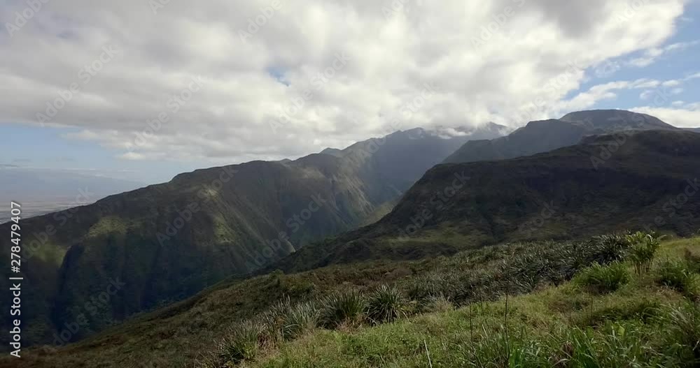 Timelapse of the Waihee Ridge Trail, with Clouds and Shadows over the Mountain. Timelapse of the Waihee Ridge Trail, with Clouds and Shadows over the Mountain.
