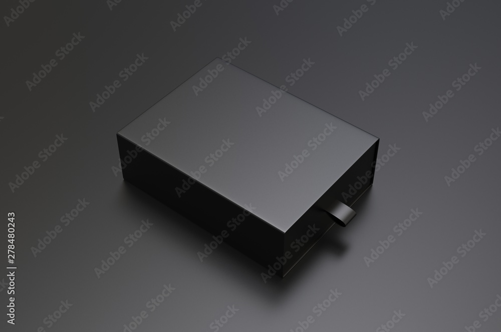 Blank sliding drawer hard cardboard box for branding presentation 3d render illustration. Blank sliding drawer hard cardboard box for branding presentation 3d render illustration.