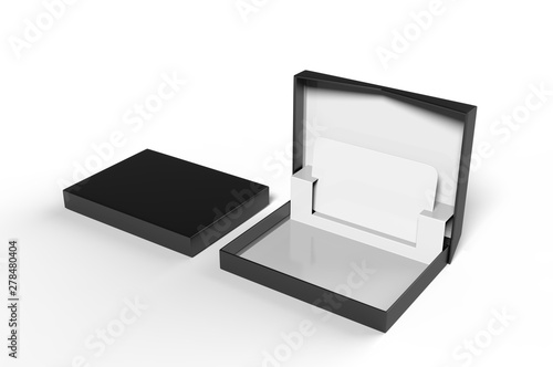 White blank rectangular hard cardboard gift card holder box for branding presentation and mock up template, 3d illustration.