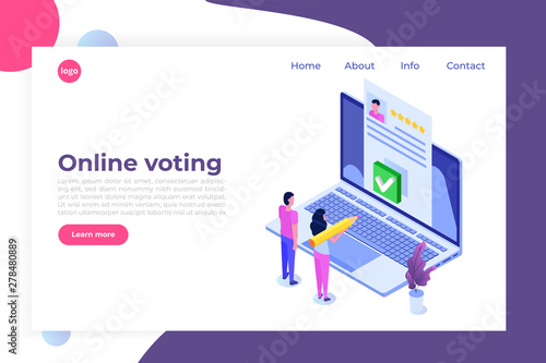 Voting online, e-voting, election internet system isometric template. Vector illustration