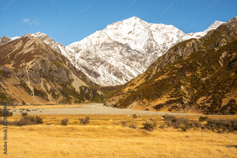 Stunning Scenery in the Hooker valley track in Aoraki National Park Stunning Scenery in the Hooker valley track in Aoraki National Park