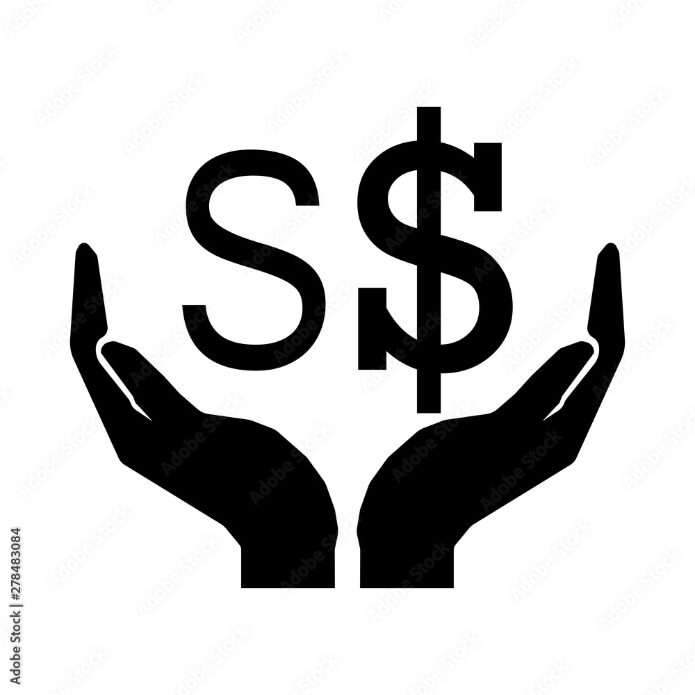 Hands and money currency SINGAPORE DOLLAR sign eps ten Hands and money currency SINGAPORE DOLLAR sign eps ten