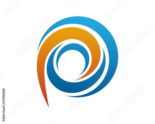 p letter crescent abstract logo