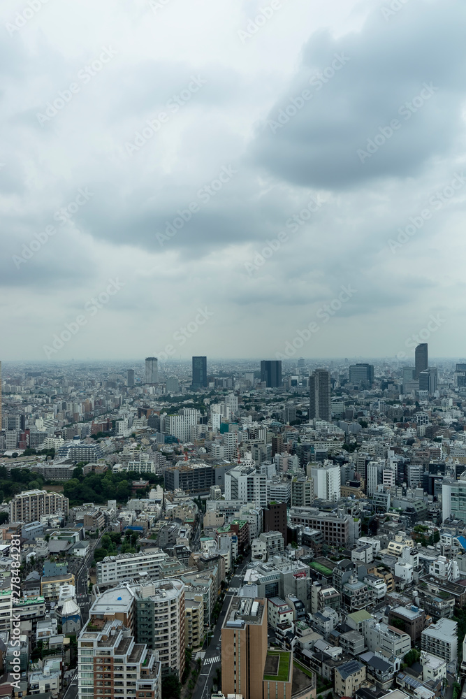 梅雨空の東京　高層ビルからの眺望