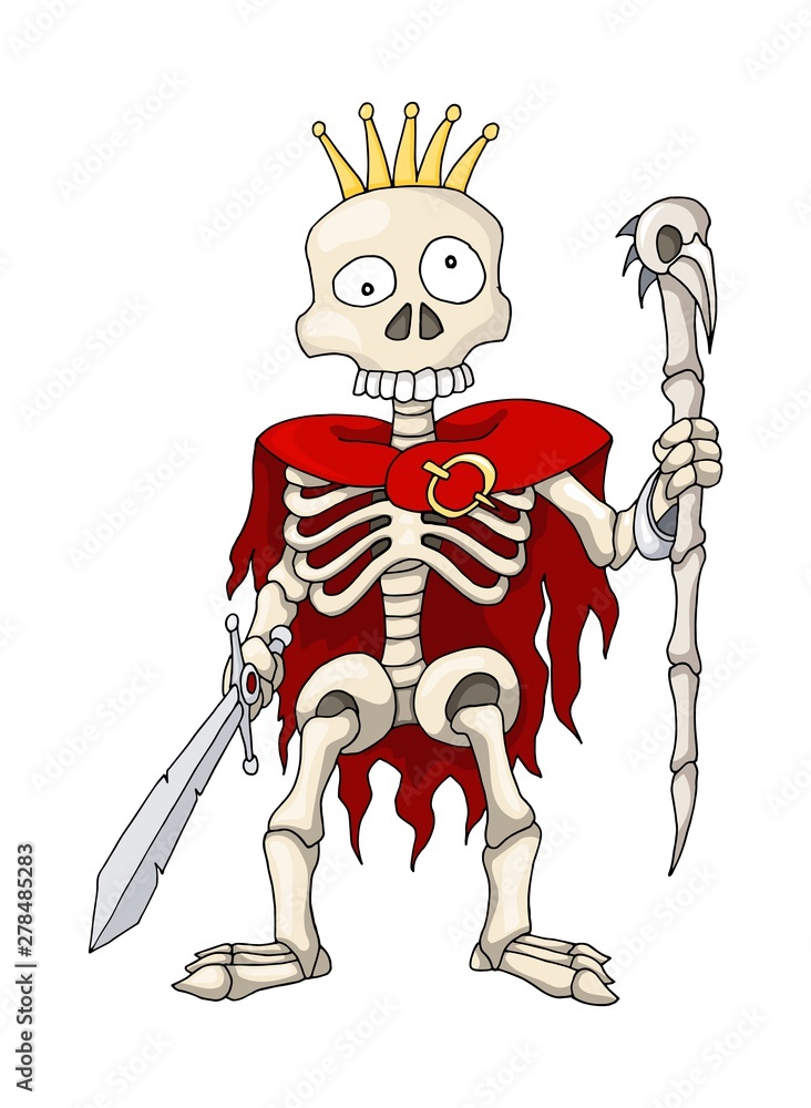 Human Skeleton Warrior Standing with Sword and Scepter, cartoon Character  Stock Vector | Adobe Stock