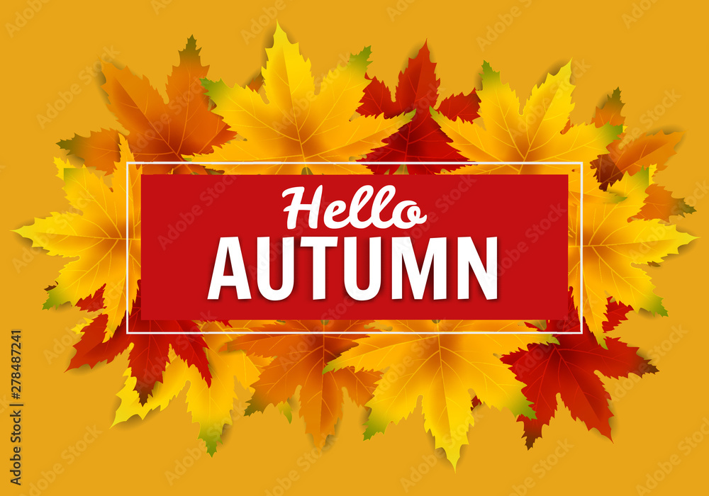 Banner autumn falling leaves template background