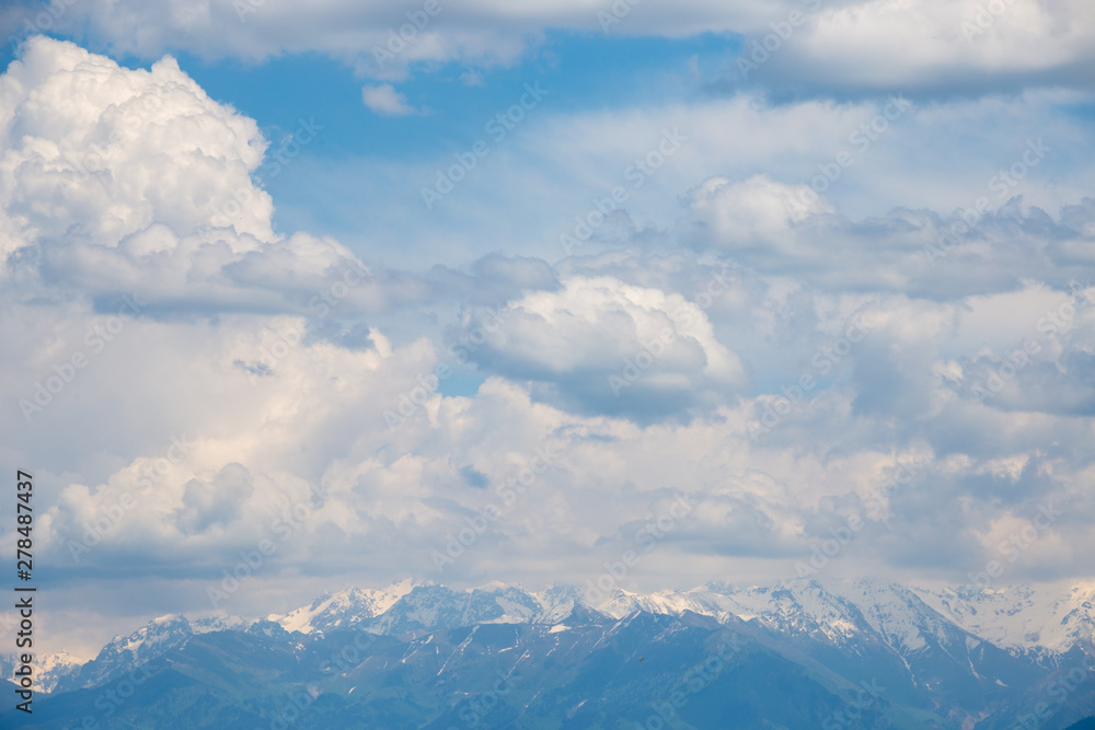 Clouds in the bright sky in the summer