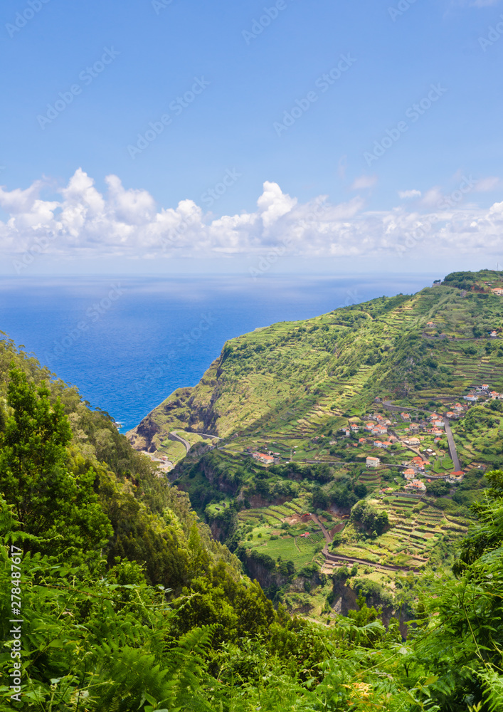 View over unique fields and terraces in Madeira