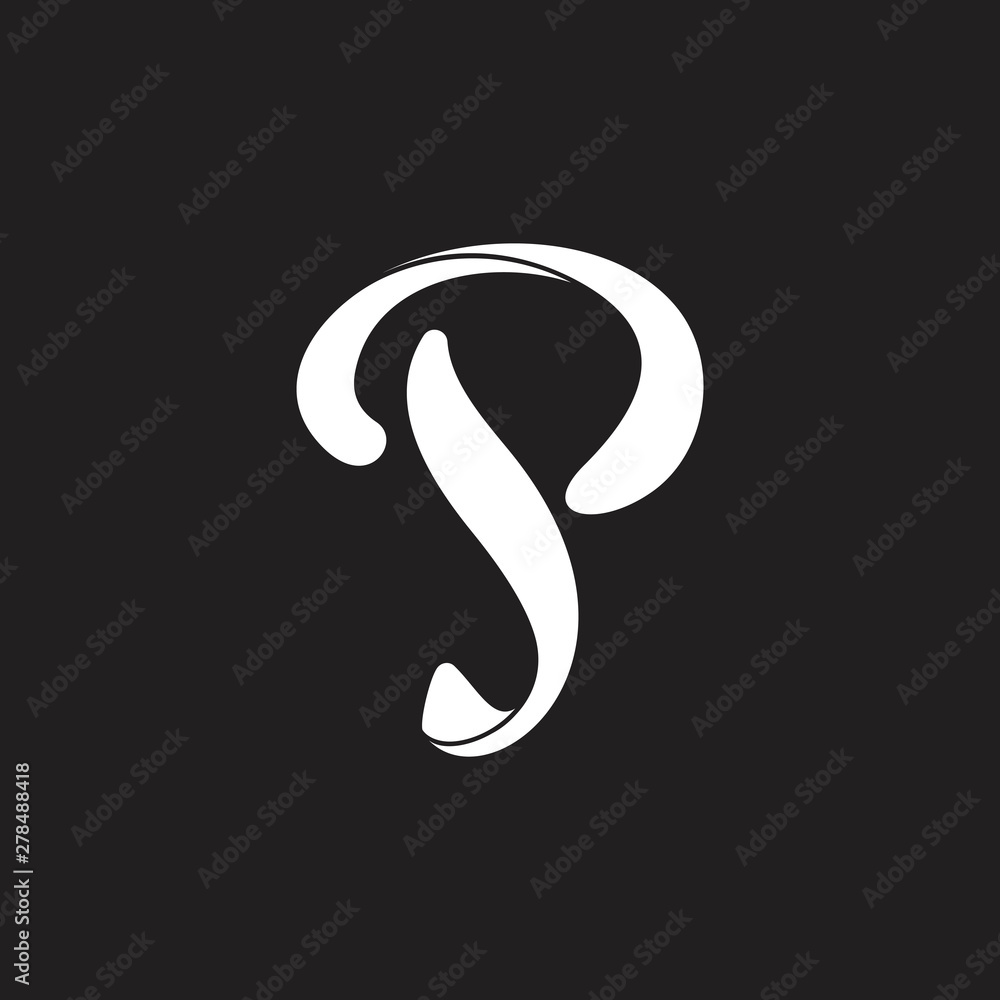 letter p 3d curves gradient flat logo vector letter p 3d curves gradient flat logo vector