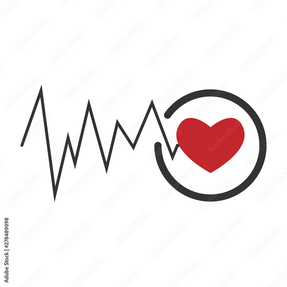 Heartbeat, pulse icon, vector image, flat design Heartbeat, pulse icon, vector image, flat design