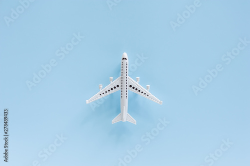 White airplane model on blu...