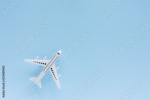 White airplane model on blu...