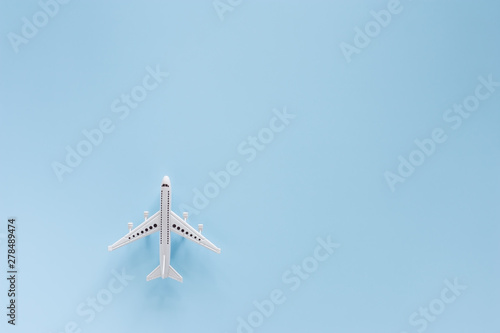 White airplane model on blu...
