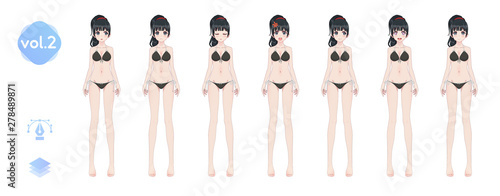 Anime manga girl. In a summer bikini swimsuit