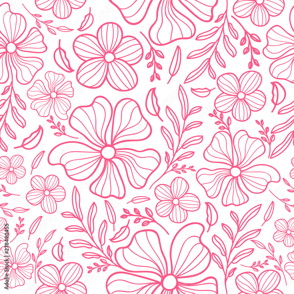 Spring summer pink floral pattern vector design illustration 
