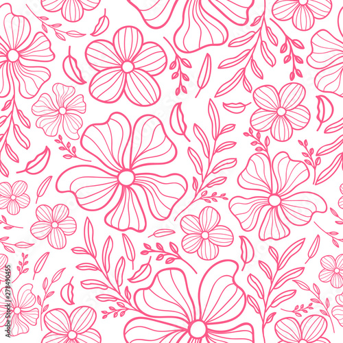 Spring summer pink floral pattern vector design illustration 