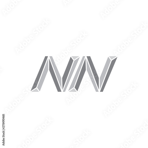 letter nn 3d simple geometric logo vector