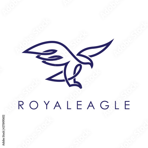 Simple elegant monoline eagle logo design.
