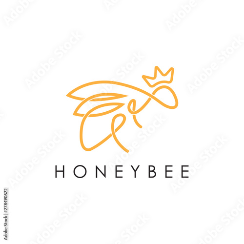Simple elegant monoline honey bee logo design.