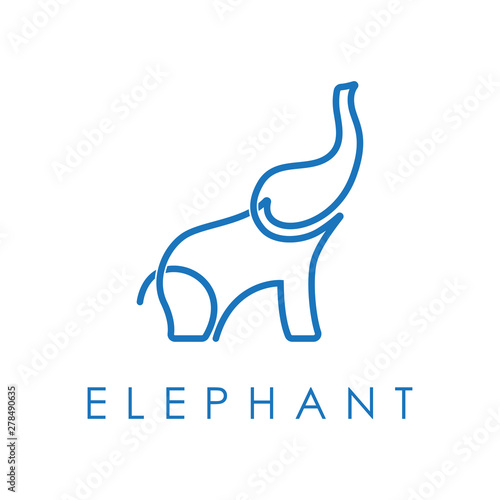 Simple elegant monoline elephant logo design.