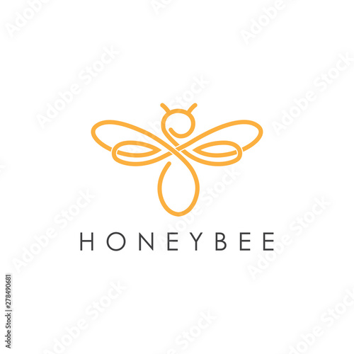 Simple elegant monoline honey bee logo design.