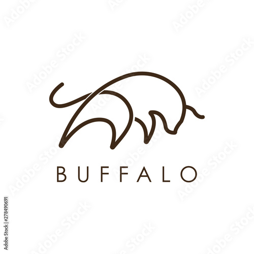 Simple elegant monoline buffalo logo design.