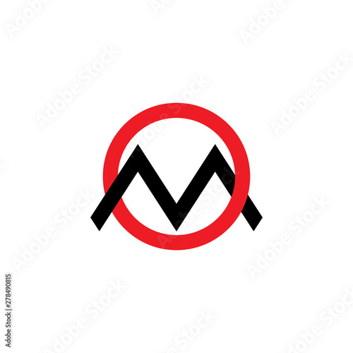 letter om simple linked geometric line logo vector