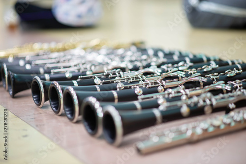 Fotografi Close up of clarinet woodwind music instrument