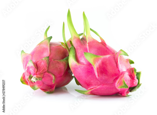 Close up fresh dragon fruit isolated on white background  food healthy