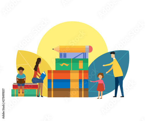 family education concept isolated on white background. Vector illustration.