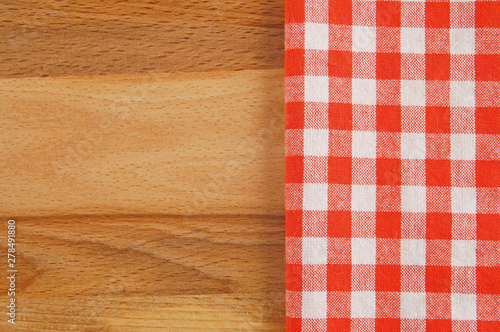 Tablecloth on wooden table background 