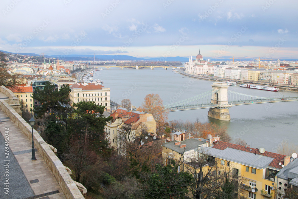 Erzsebet bridge, view from Gellert hill, Budapest, Hungary