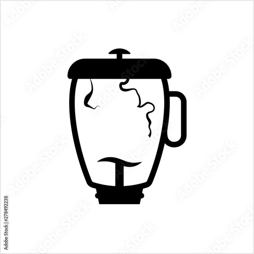Cracked Broken Blender Mixer Jar Icon, Kitchen Home Electric Appliance