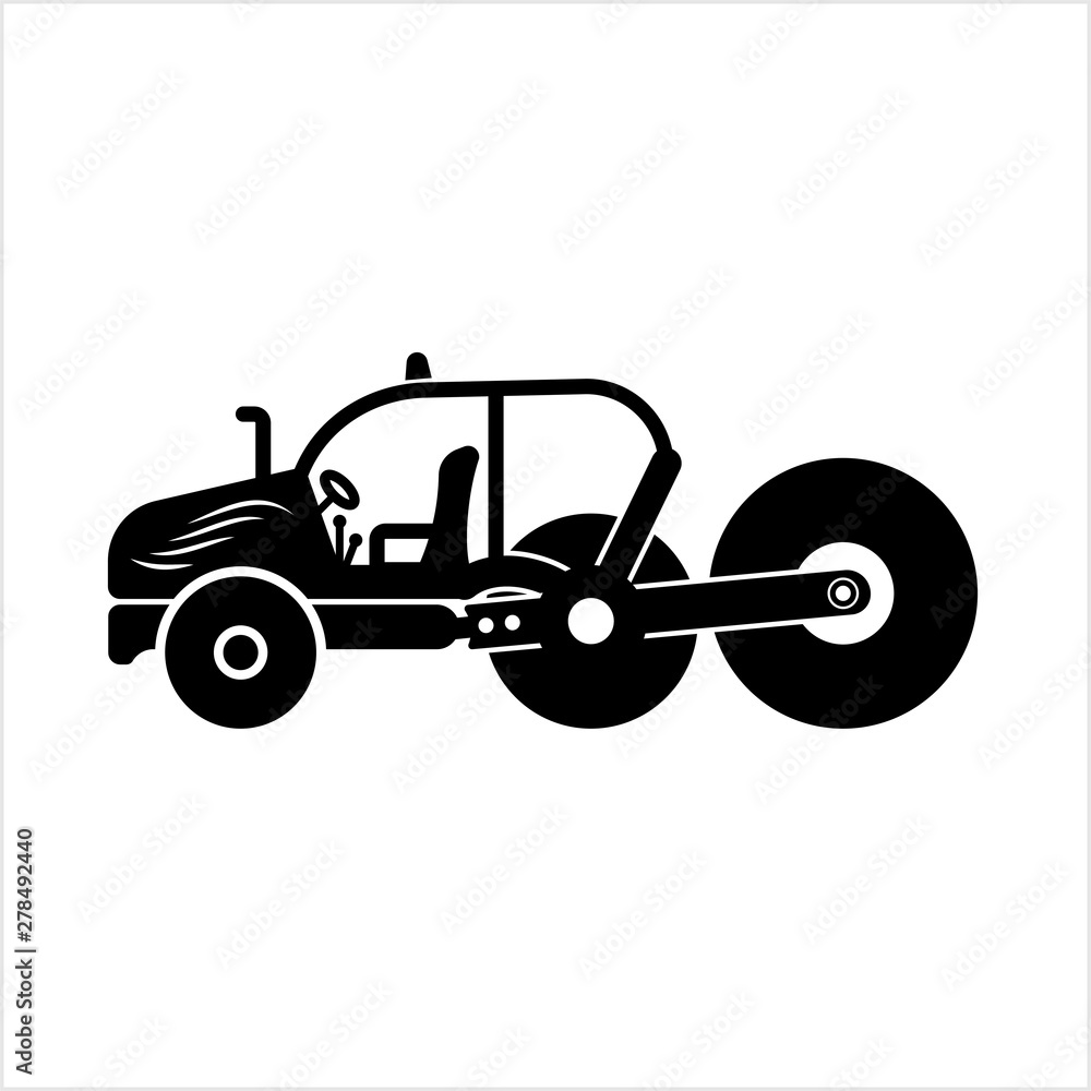 Road Roller Icon, Construction Vehicle Icon