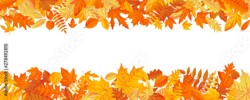 Frame with fall autumn colorful leaves on white background. Eps 10